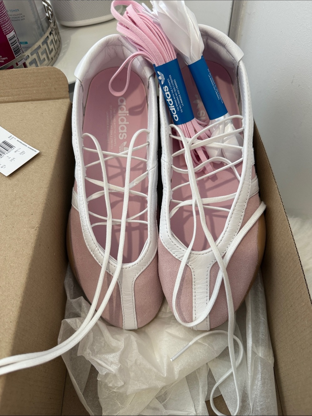 adidas Pink and White Taekwondo Mei Ballet sneakers 8 1/2 pre own